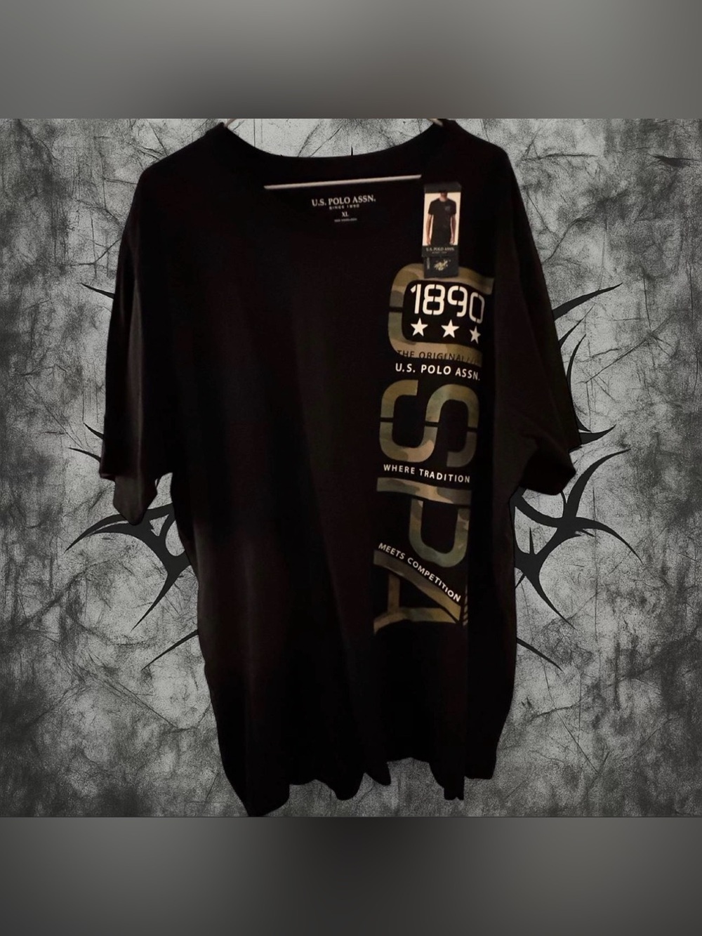 U.S. Polo Assn. Men’s Black Tee with Olive Graphic